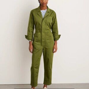 Alex Mill Cotton Lone Sleeve Jumpsuit Olive Green - Small